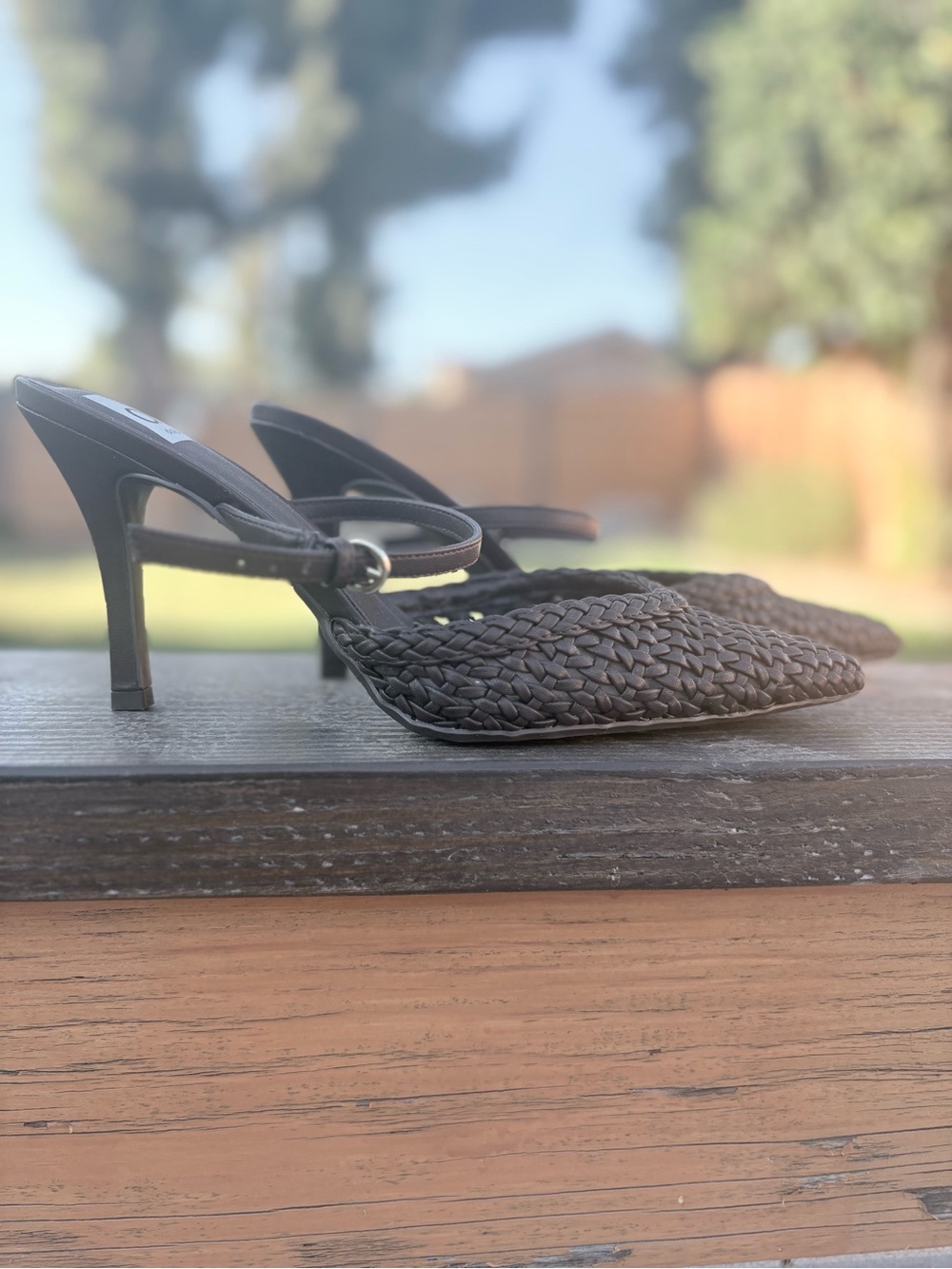 Dolce Vita Woven Black Women's Slingback Heels 8.5